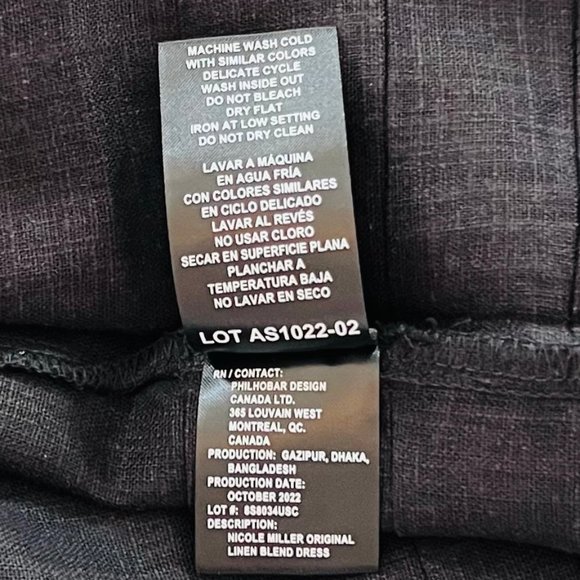 NWT Nicole Miller Original Ladies' Black Pleated Hem Linen Blend Tee Shirt Dress - Picture 11 of 11